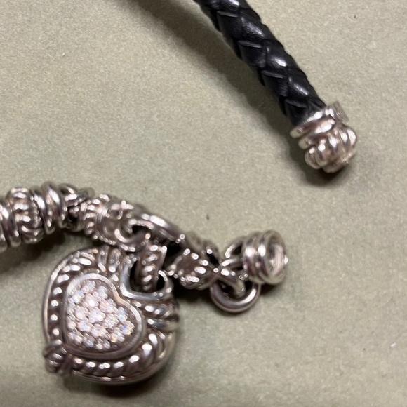 NWOT Judith Ripka sterling Silver Pendant on Black Cord Necklace - Picture 7 of 12